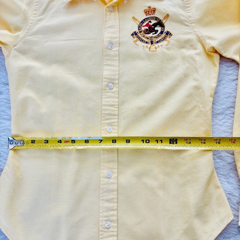 Ralph Lauren Yellow Embroidered Crest Button-Down Girls Kids Shirt size 7 - Picture 12 of 16